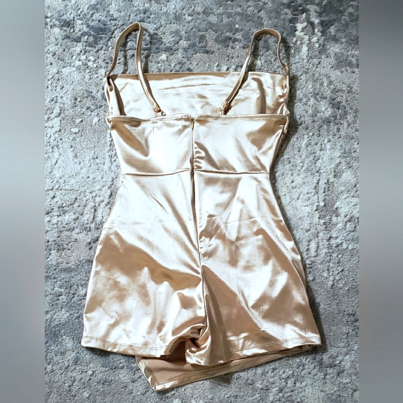 Almost Famous Satin Fabric Romper Skort Mini Dress - Picture 3 of 4
